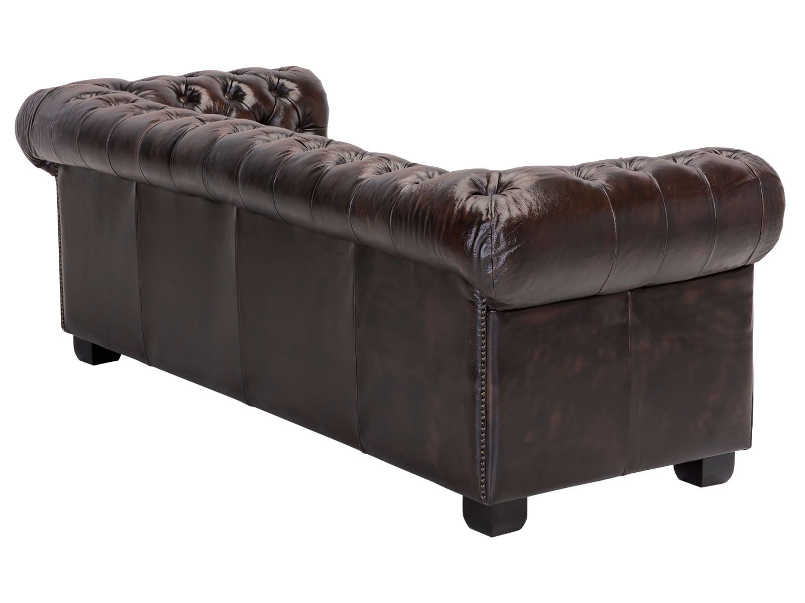 Pohovka kůže Chesterfield 3 místná hnědá pravá kůže