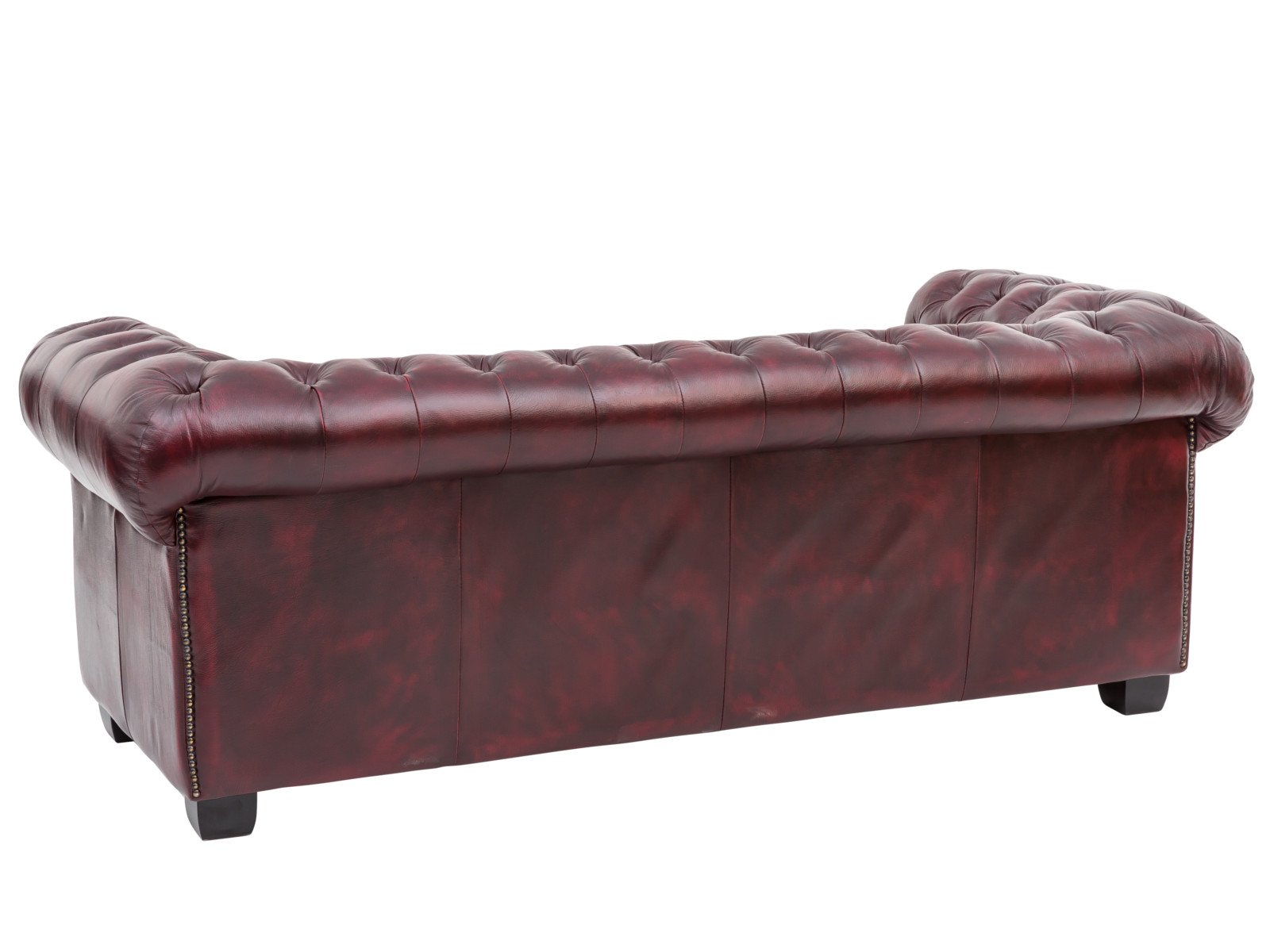 Pohovka Chesterfield II 3 místná červená pravá kůže