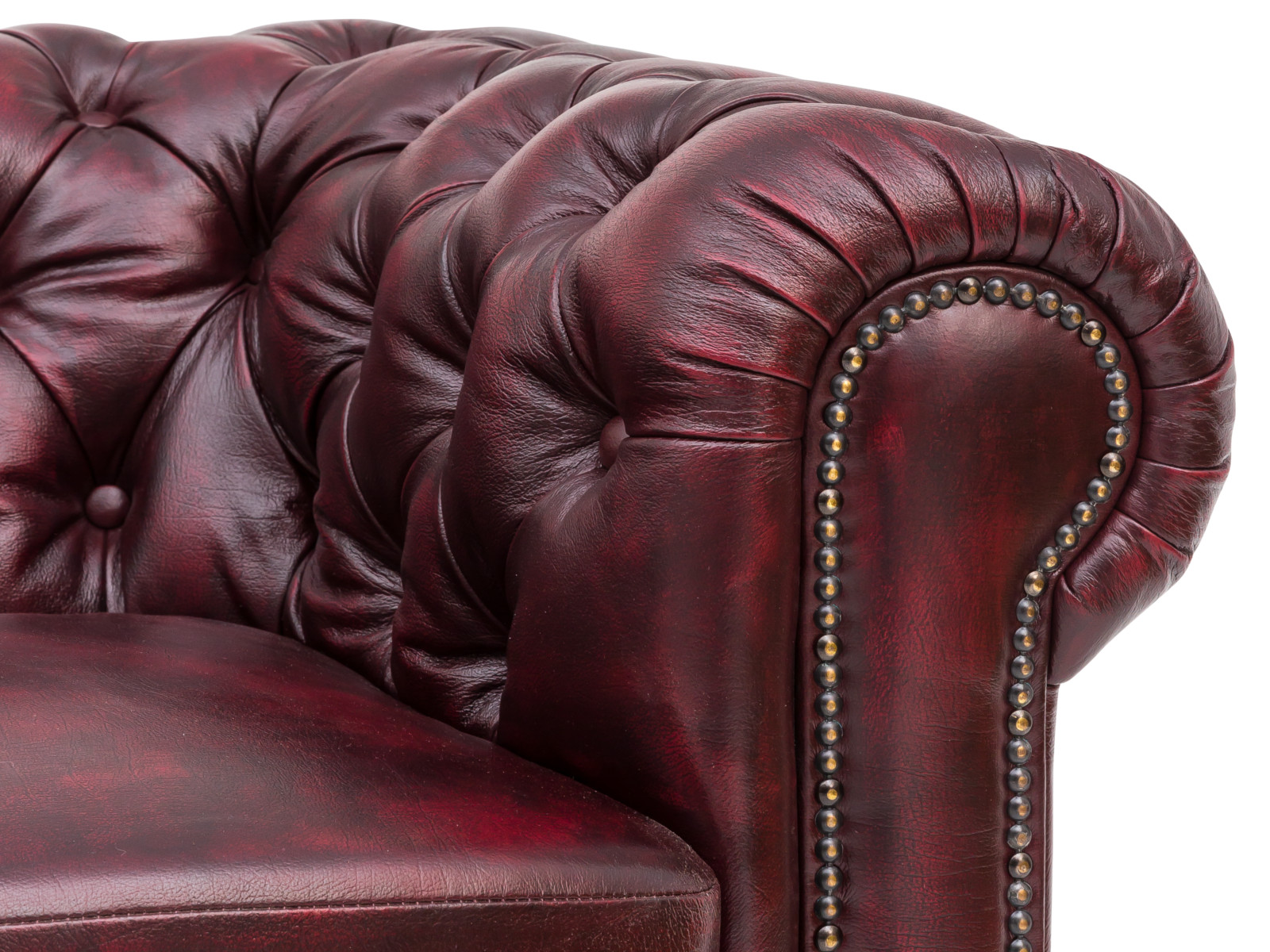 Luxusní sedací souprava Chesterfield červená pravá kůže