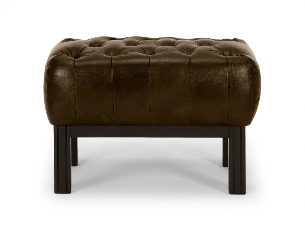 Taburet kůže Chesterfield pravá kůže hnědý