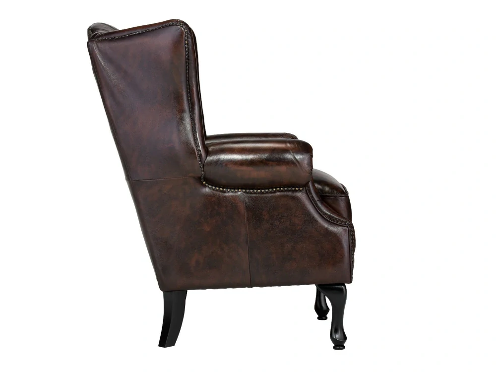 Křeslo ušák Chesterfield z pravé kůže
