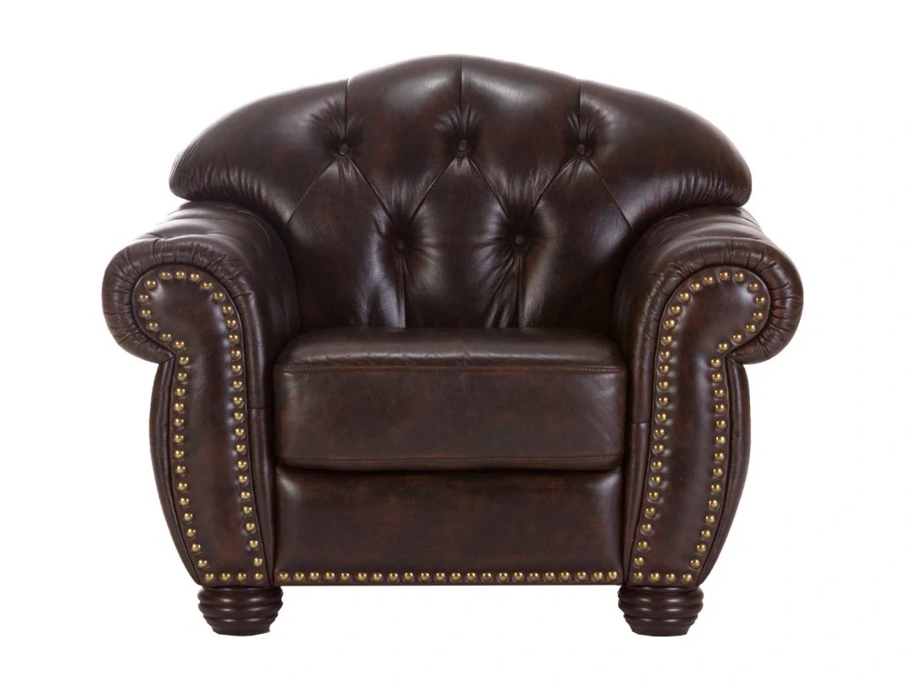 Křeslo Chesterfield pravá kůže hnědý