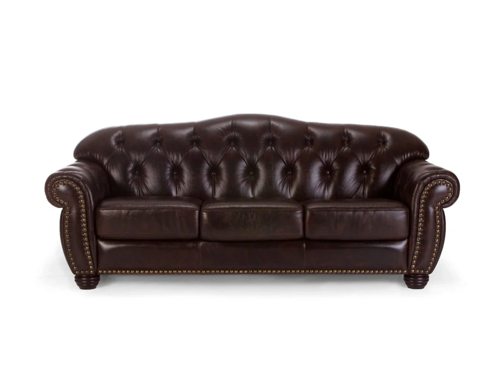 Pohovka Chesterfield kůže 3 místná hnědá