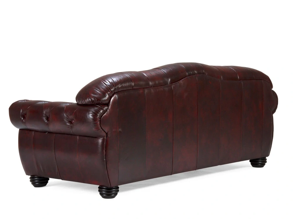 Pohovka Chesterfield II červená 3 místná pravá kůže