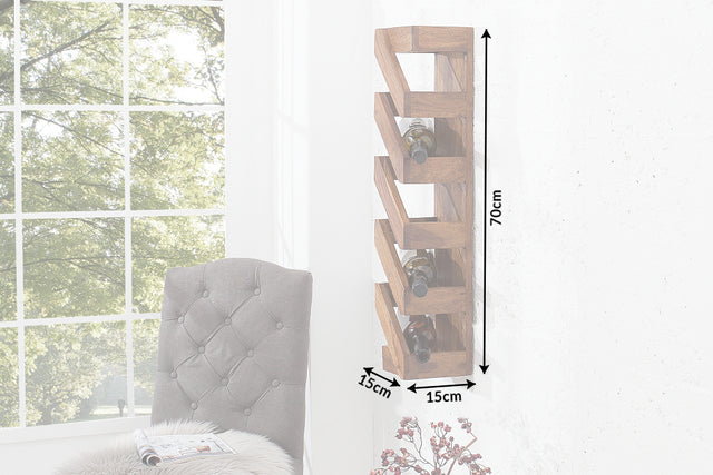Regál na víno MAKASSAR 70 cm pro 5 lahví z palisandrového dřeva (sheesham)