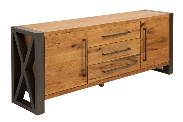 Komoda THOR 200 cm z divokého dubu industriální styl