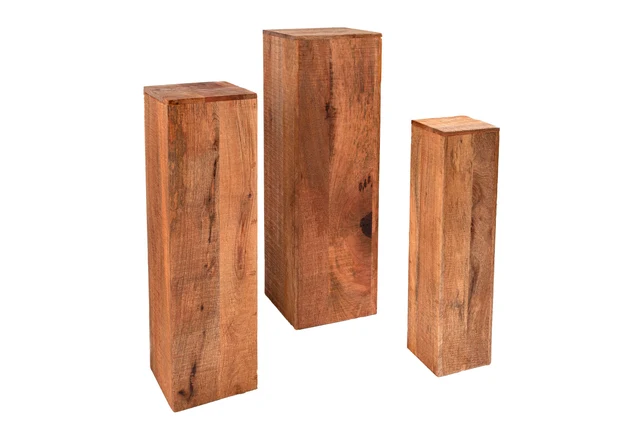3 Set odkládací stolky MAKASSAR 60-80 cm z mangového dřeva