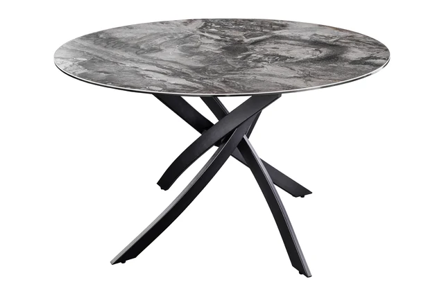 Jídelní stůl ALPINE Ø 120 cm kulatý keramika mramorový vzhled taupe