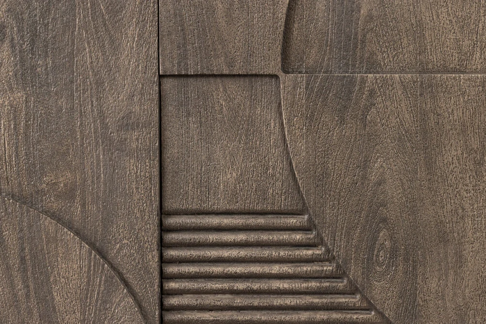 Komoda ART DECO 170 cm 3D z mangového dřeva šedé provedení
