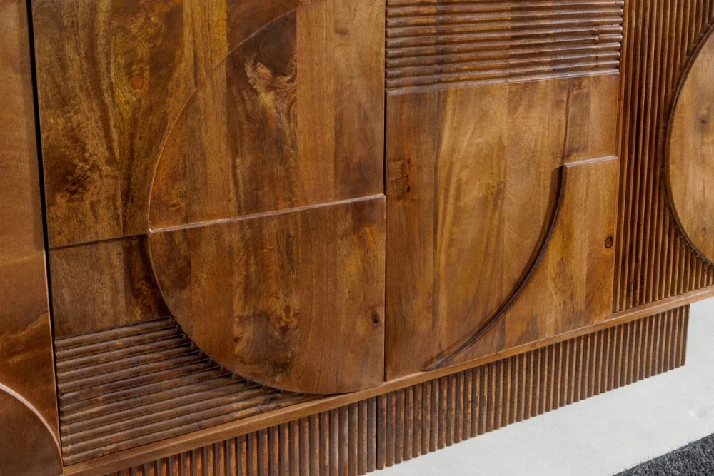 Komoda ART DECO 170 cm 3D z mangového dřeva hnědé provedení