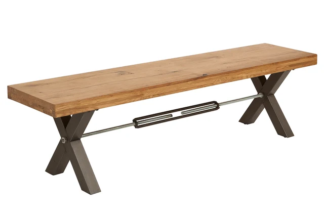 Lavice THOR 180 cm divoký dub nohy do X industriální