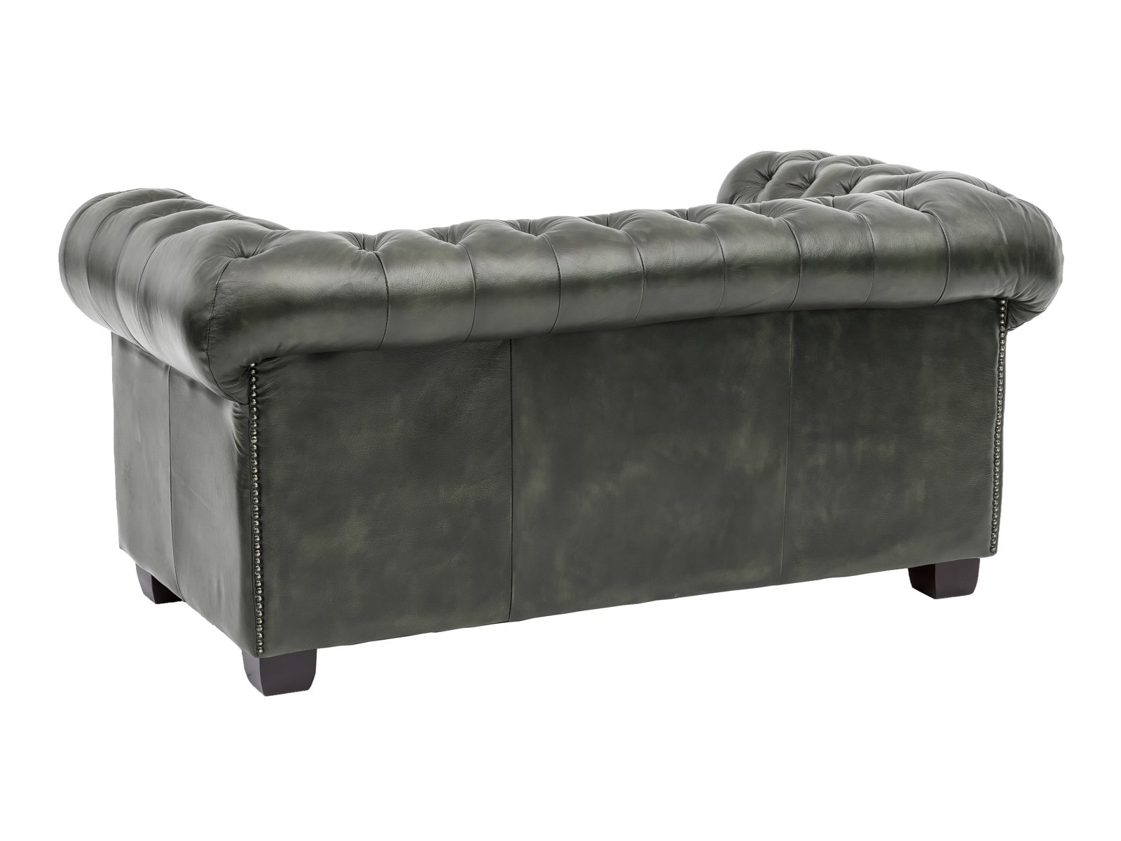 Kožená pohovka Chesterfield III 2 místná pravá kůže zelená