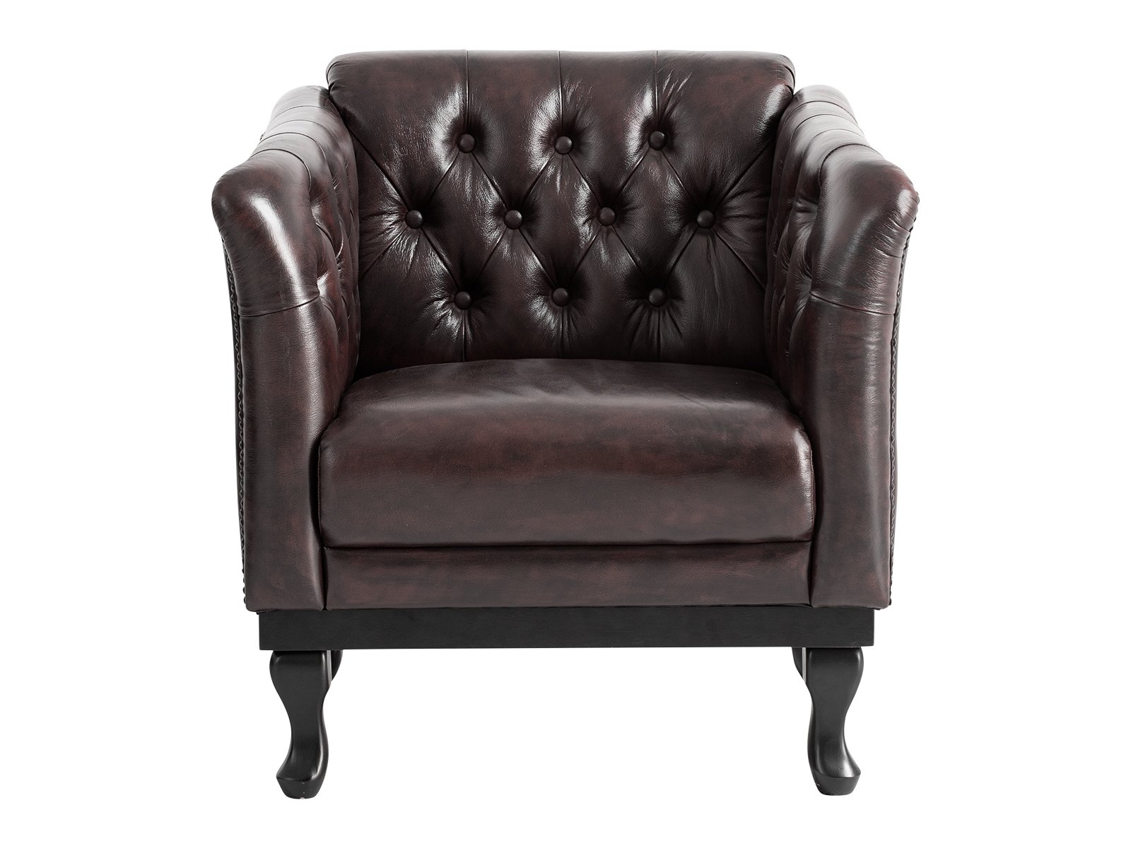 Křeslo Chesterfield pravá kůže hnědá