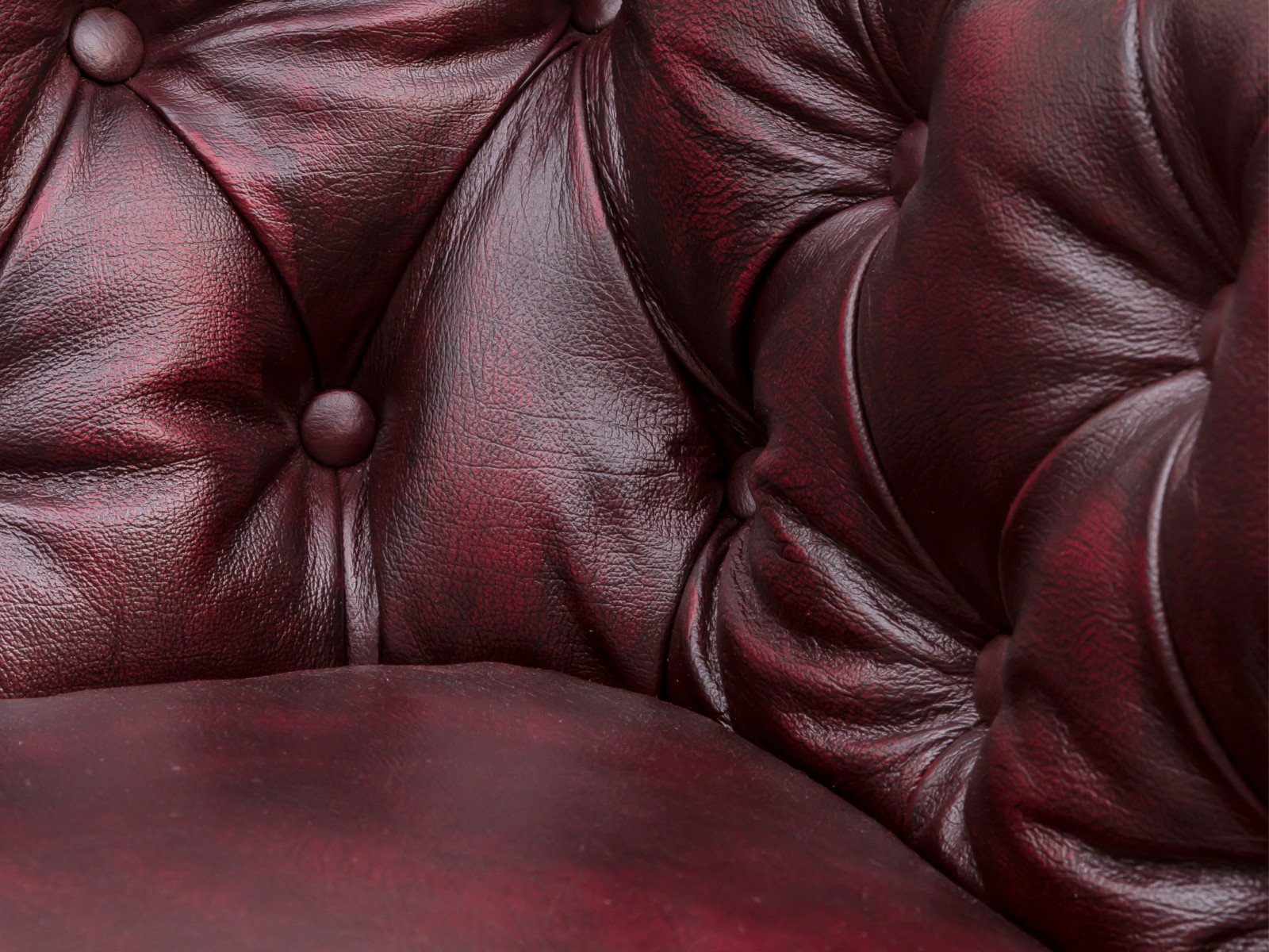 Luxusní sedací souprava Chesterfield červená pravá kůže