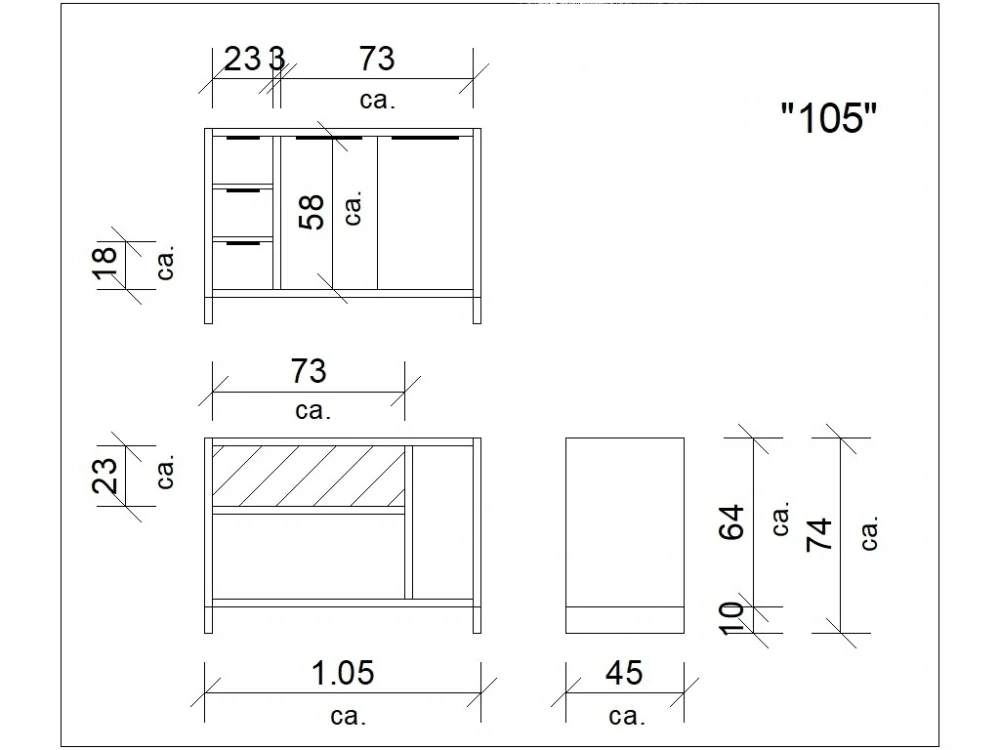 Komoda pod umyvadlo masiv 105 cm Zurich divoký dub