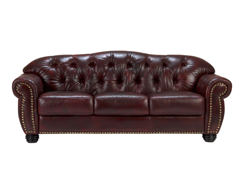 Pohovka Chesterfield II červená 3 místná pravá kůže
