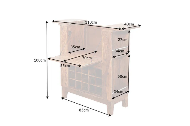 Bar skříňka MAKASSAR 100 cm z palisandrového dřeva (sheesham)