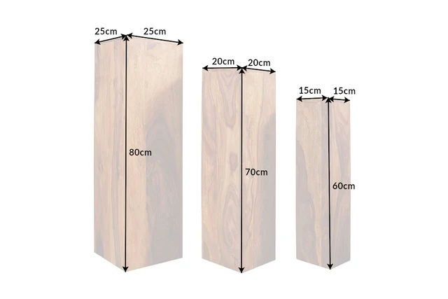 3 Set odkládacích stolků MAKASSAR 60-80 cm sheesham