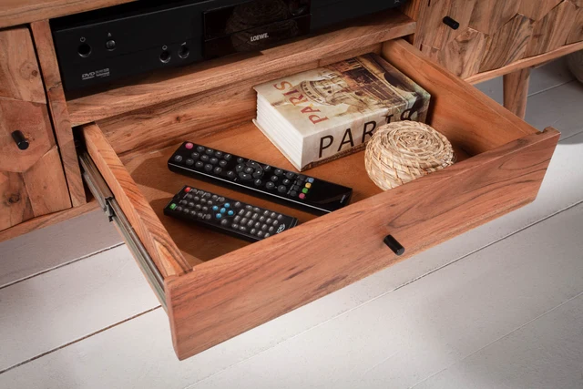 TV stolek MYSTIC LIVING 140 cm z akáciového dřeva přírodní provedení