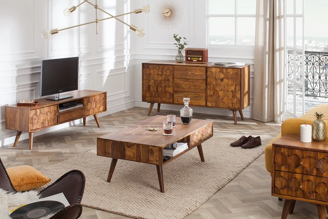 TV stolek MYSTIC LIVING 140 cm z palisandrového dřeva (sheesham) přírodní provedení