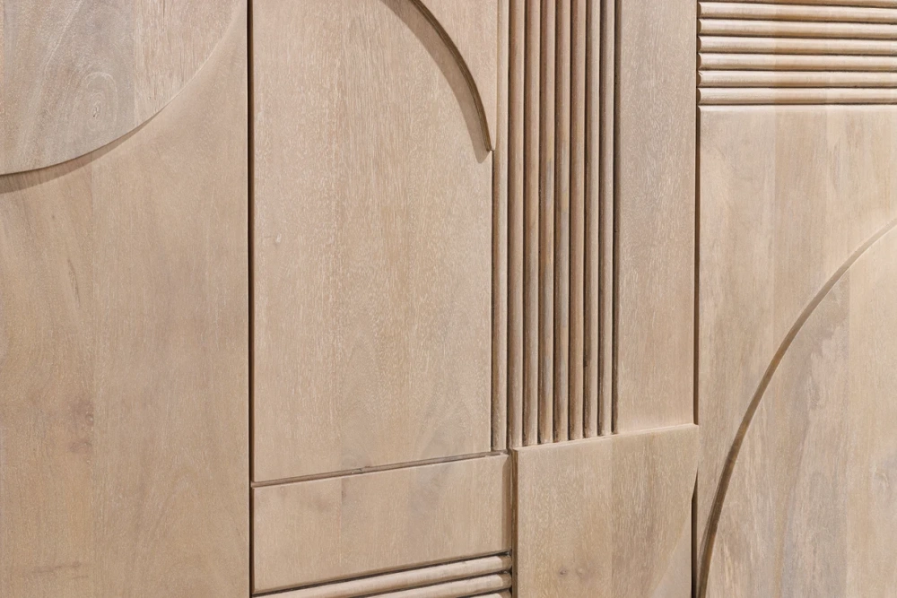 Komoda ART DECO 170 cm 3D z mangového dřeva whitewashed