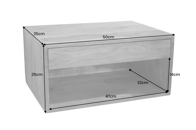 Noční stolek LAGOS 50 cm závěsné z palisandrového dřeva (sheesham)