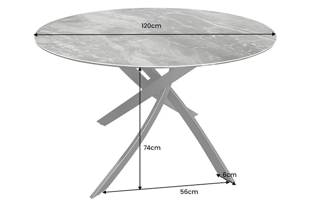 Jídelní stůl ALPINE Ø 120 cm kulatý keramika mramorový vzhled taupe