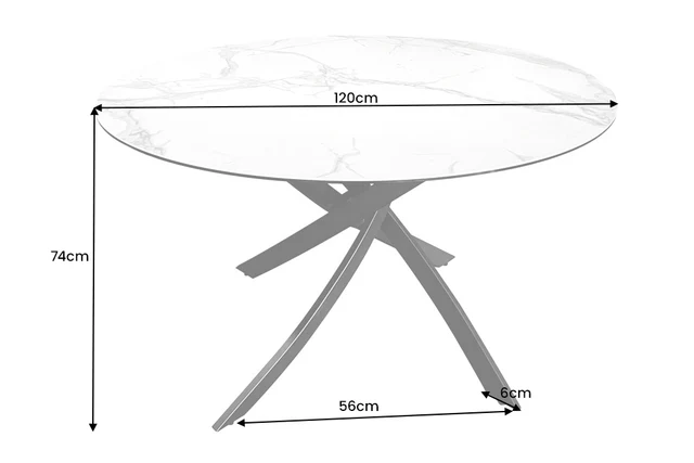 Jídelní stůl ALPINE Ø 120 cm kulatý keramika mramorový vzhled bílé provedení