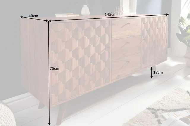 Komoda MYSTIC LIVING 145 cm z akáciového dřeva přírodní provedení