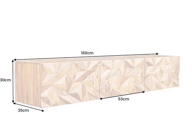 TV stolek ALPINE 160 cm závěsné z palisandrového dřeva (sheesham)