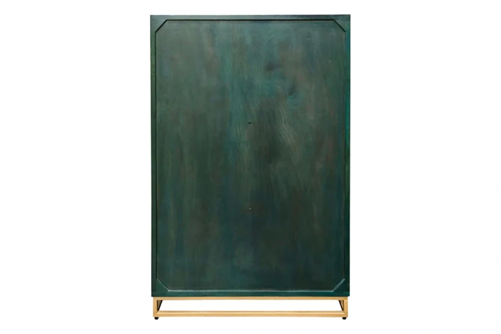 Bar skříňka zlaté SUNSET 140 cm 3D z mangového dřeva tyrkysové