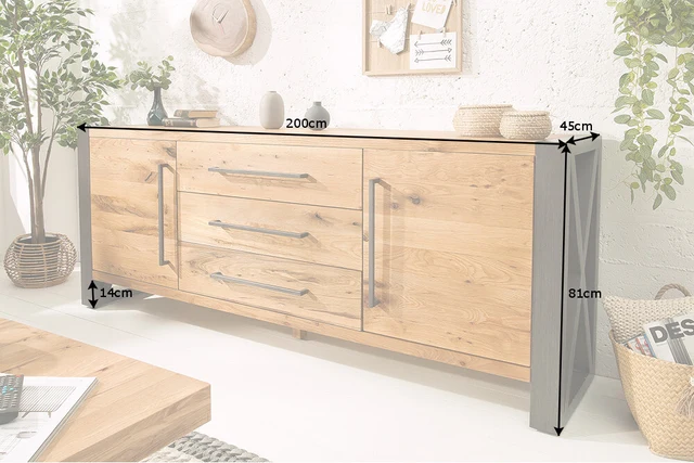 Komoda THOR 200 cm z divokého dubu industriální styl
