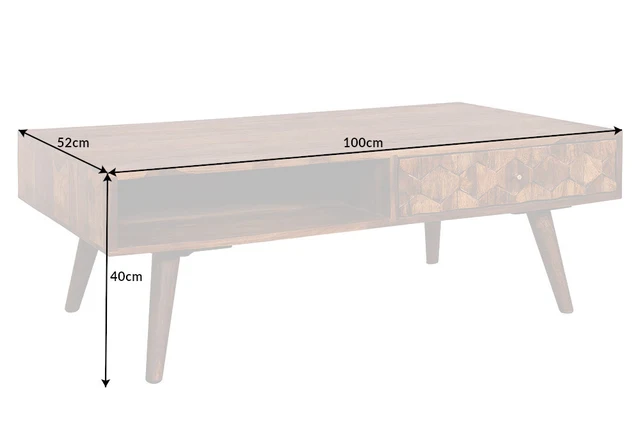 Konferenční stolek MYSTIC LIVING 100 cm z palisandrového dřeva (sheesham) přírodní provedení