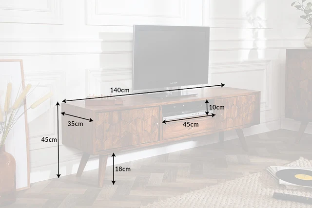TV stolek MYSTIC LIVING 140 cm z palisandrového dřeva (sheesham) přírodní provedení