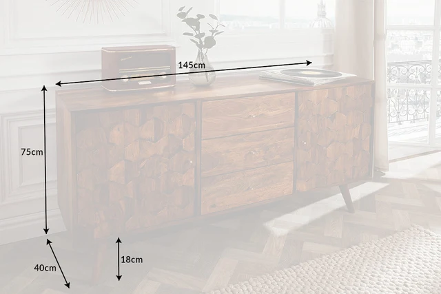 Komoda MYSTIC LIVING 145 cm z palisandrového dřeva (sheesham) přírodní provedení