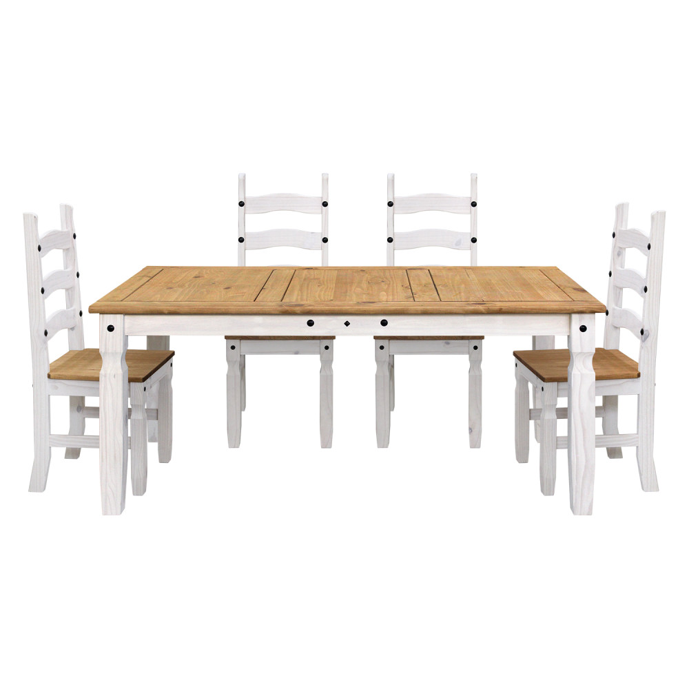 Dřevěný jídelní set Corona borovice bílý