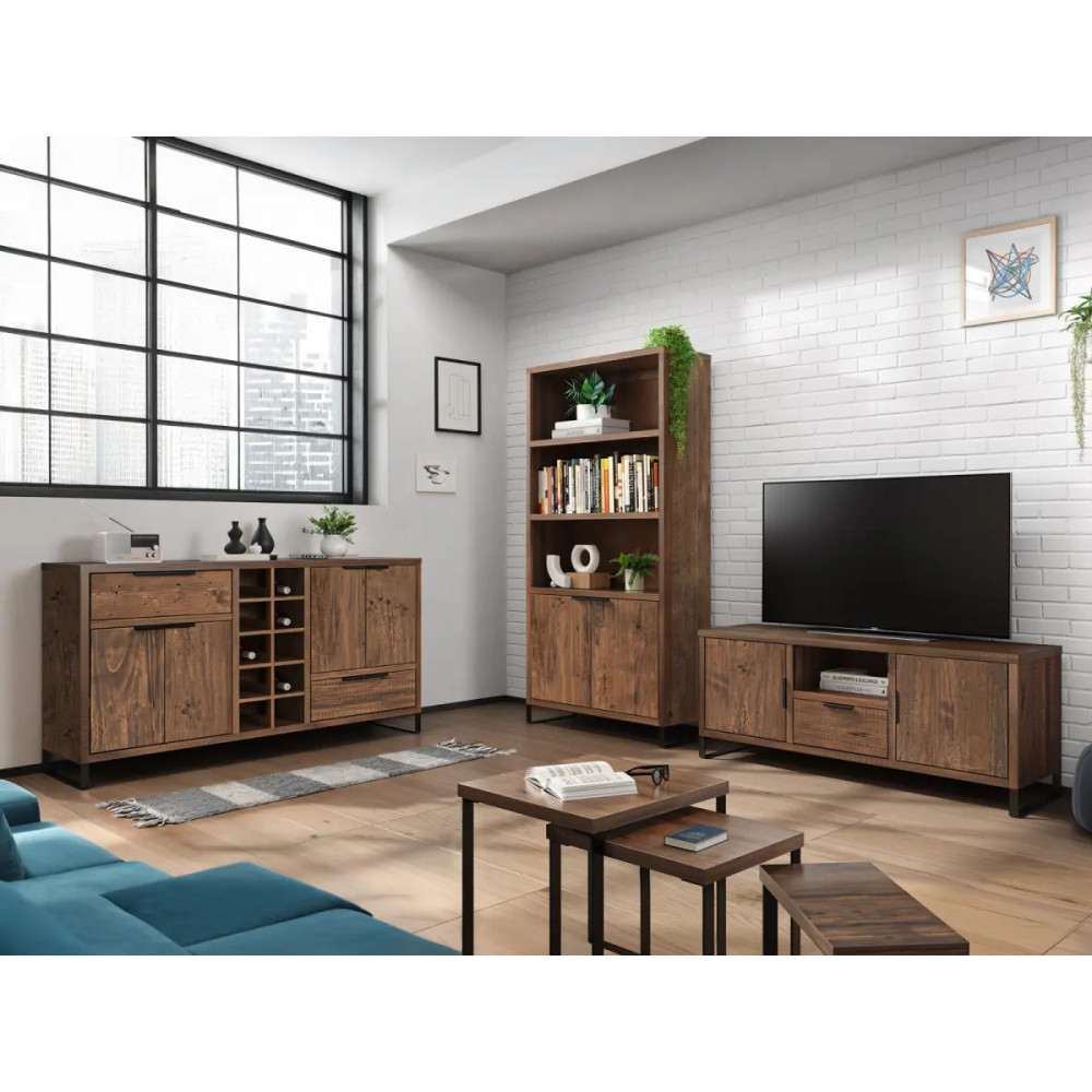 TV stolek z masivu 134 cm Zurich borovice hnědý