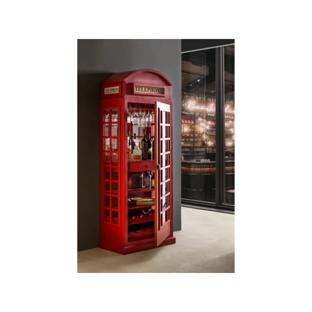 Dřevěná vitrína London červená