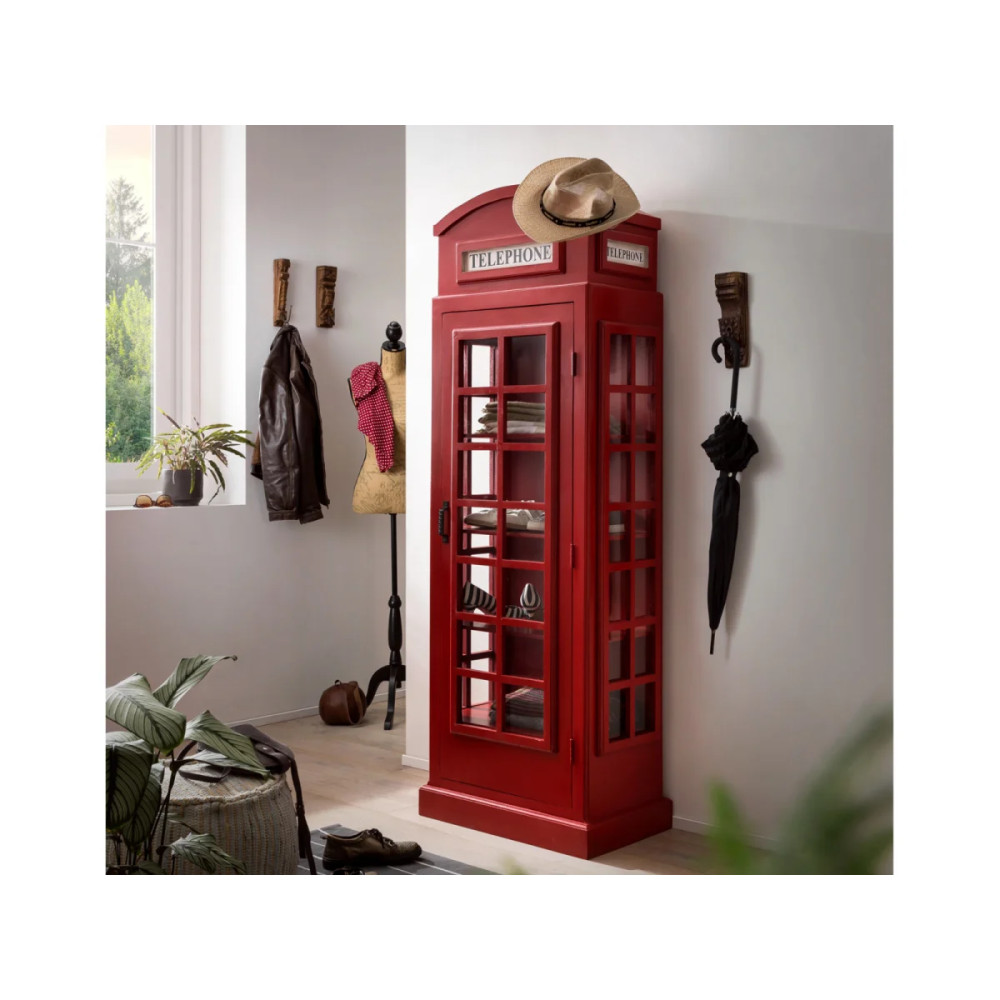 Dřevěná vitrína London II červená