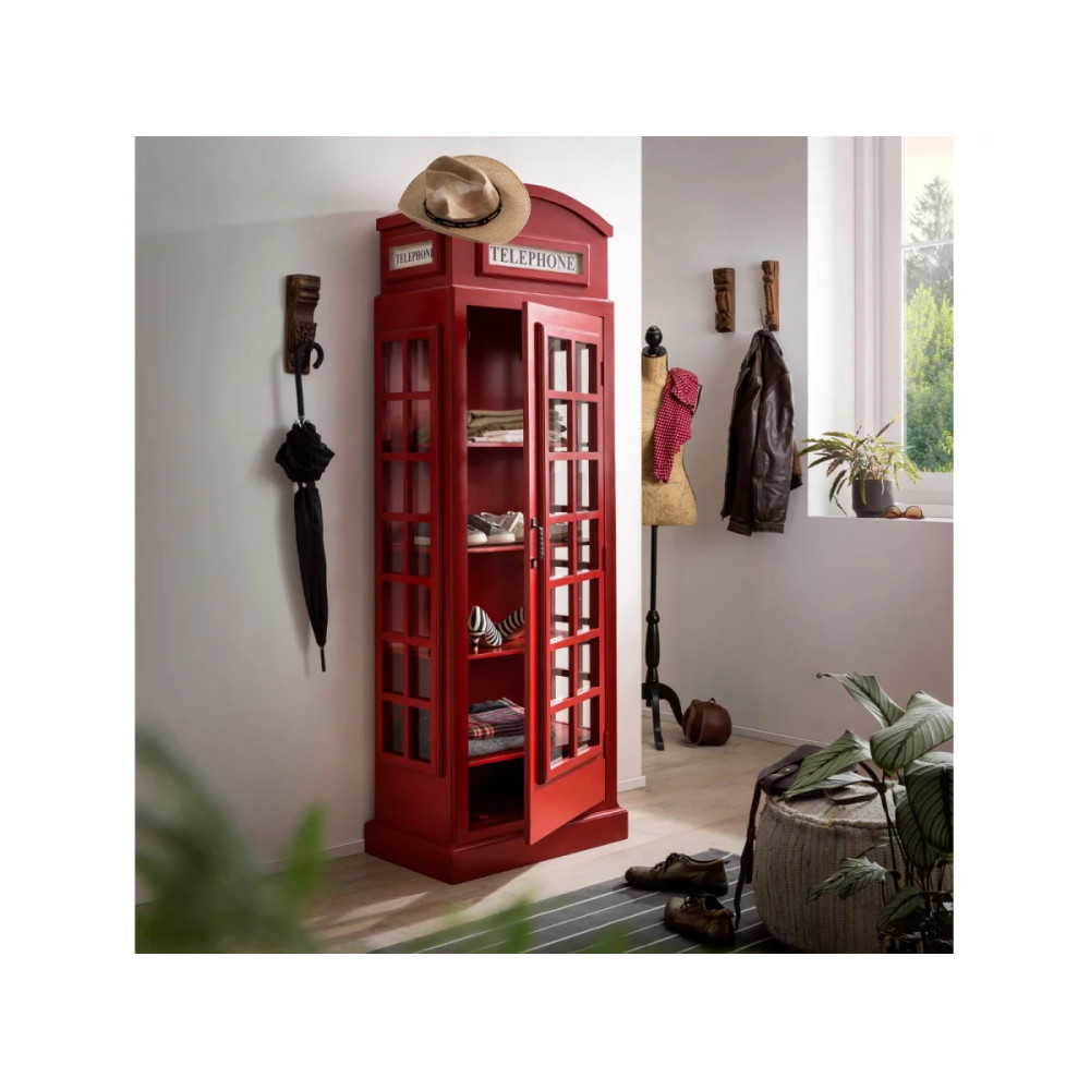 Dřevěná vitrína London II červená
