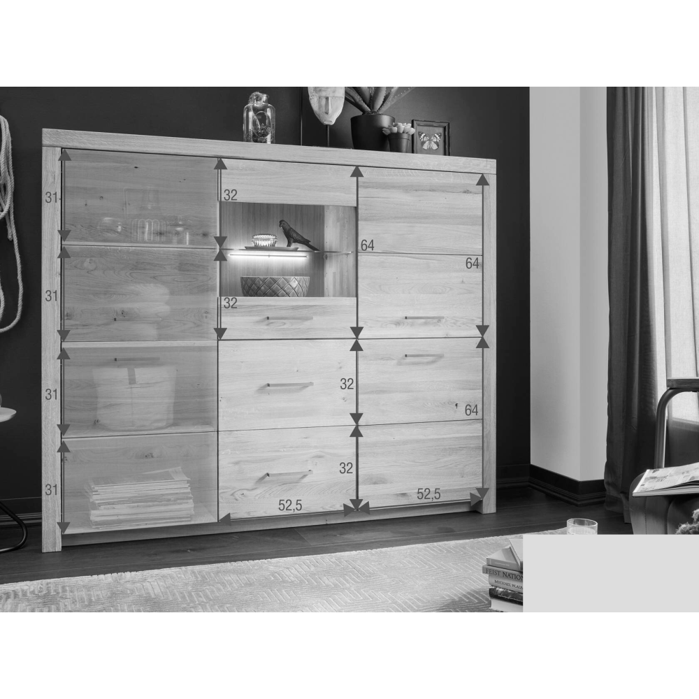 Vitrína masiv Bern V divoký dub