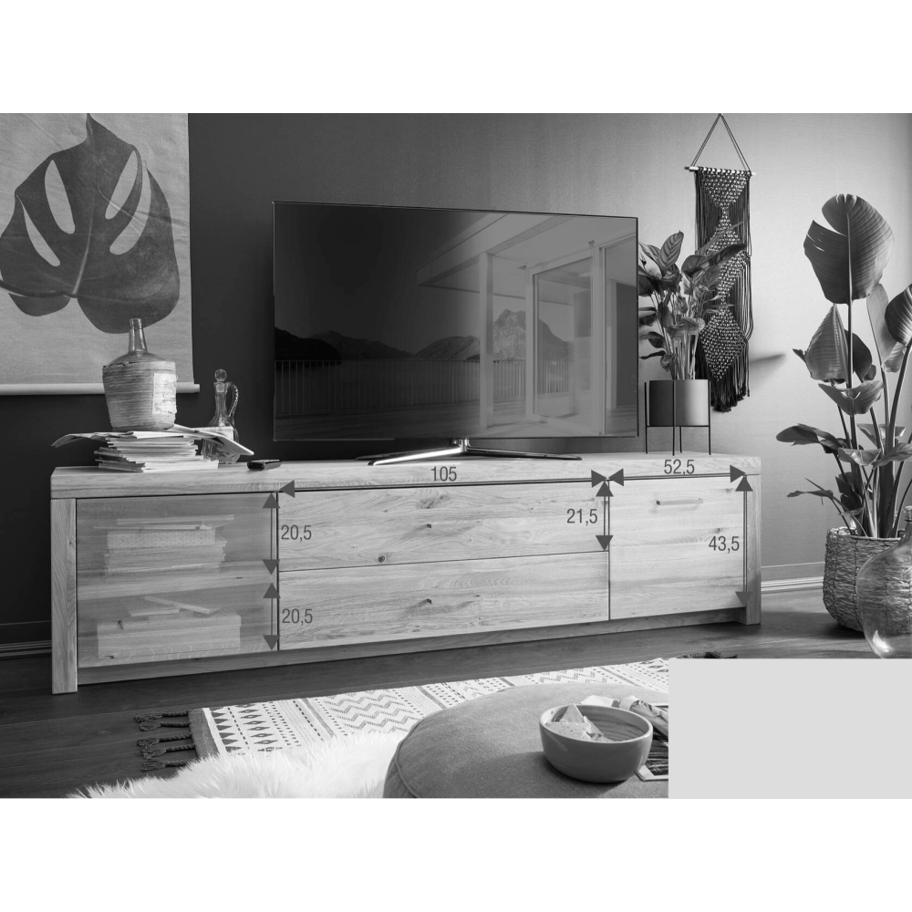 Masivní TV stolek 223 cm Bern II divoký dub