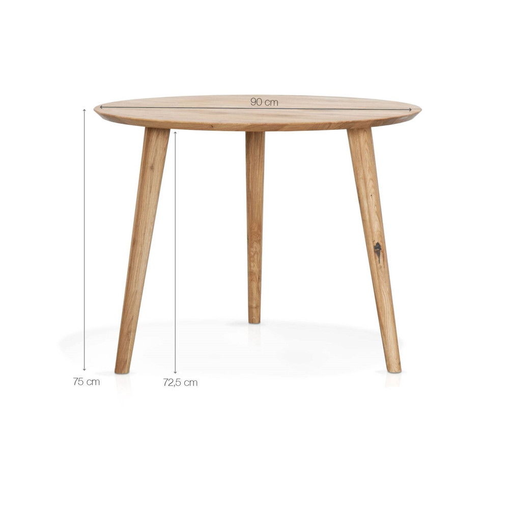 Masivní kulatý jídelní stůl Astro dřevo divoký dub 90 cm