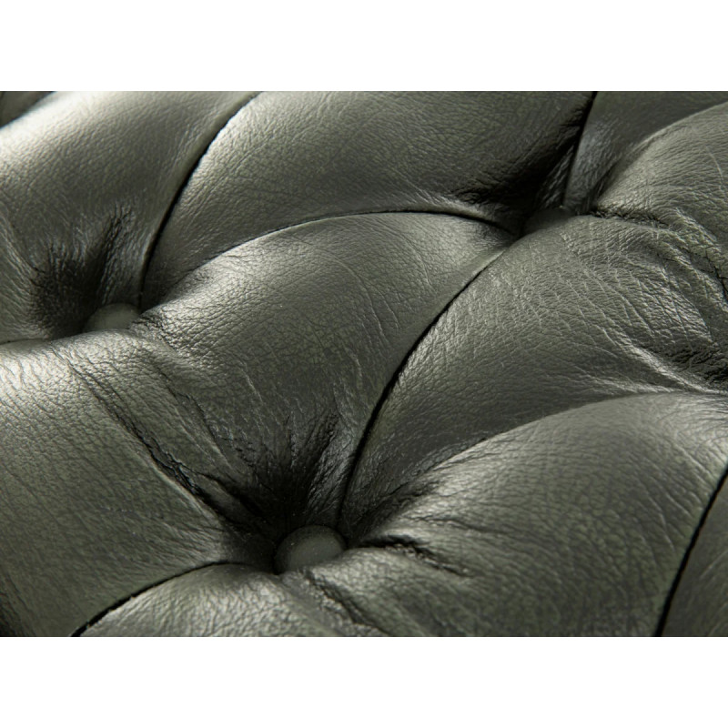 Taburet Chesterfield III pravá kůže zelený
