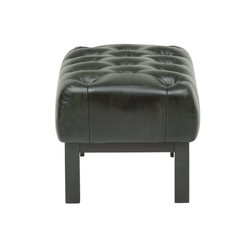 Taburet Chesterfield III pravá kůže zelený