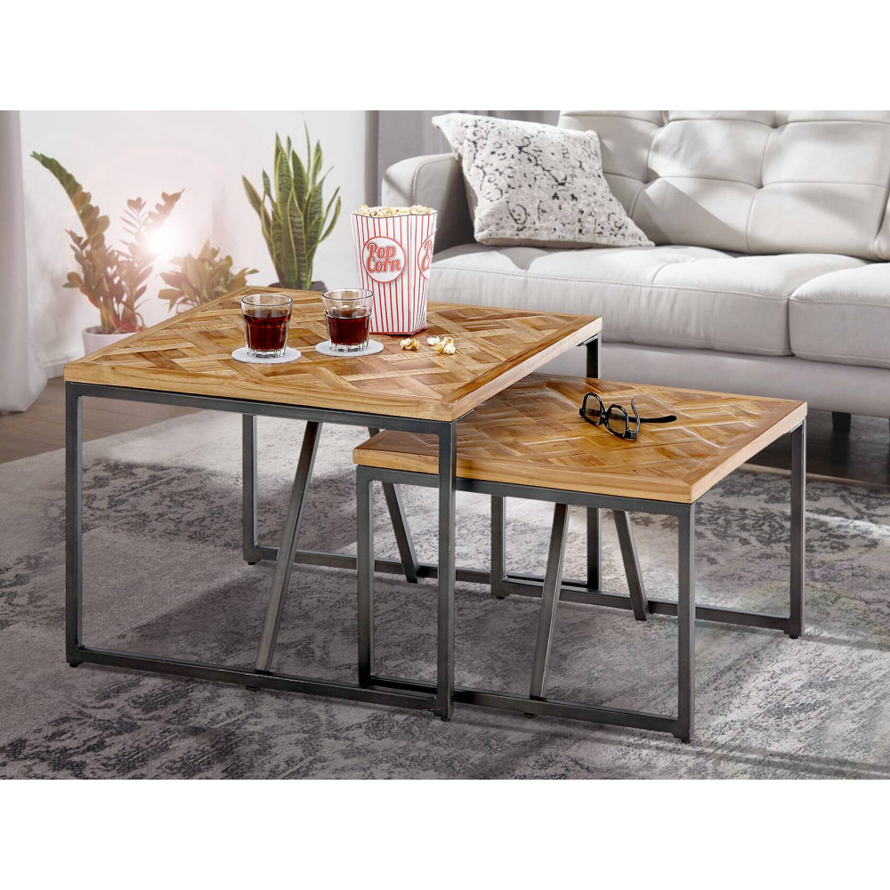 Set 2 konferenční stolek teak Luana