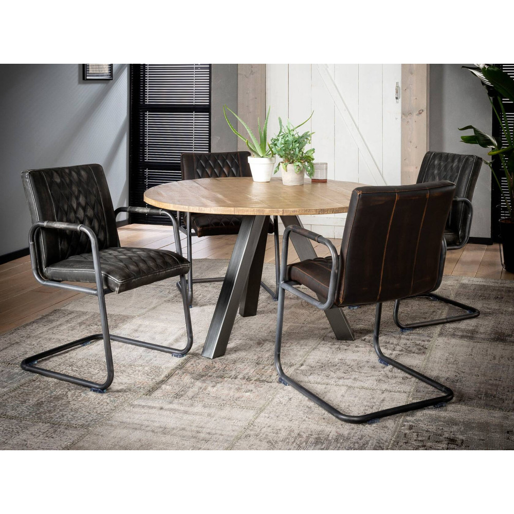 Kulatý jídelní stůl masiv mango 140 cm Zarita síla desky 2,5 cm