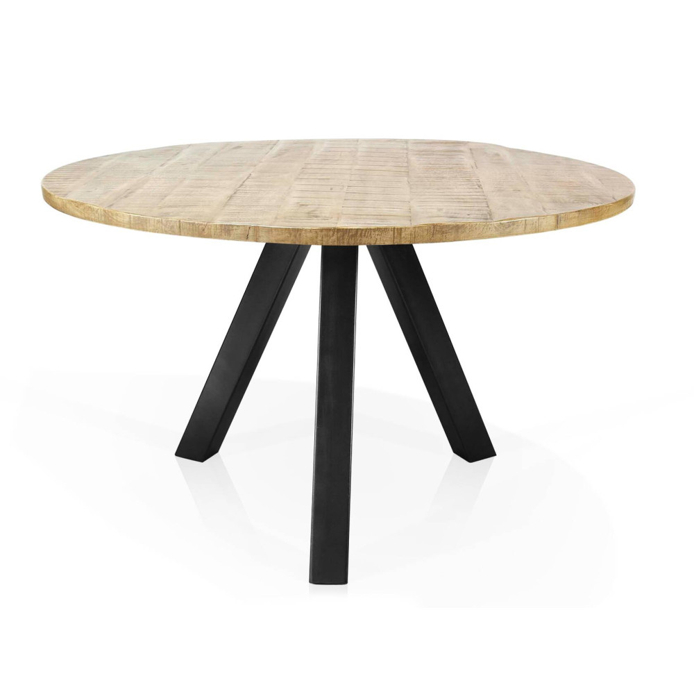 Kulatý jídelní stůl masiv mango 140 cm Zarita síla desky 2,5 cm
