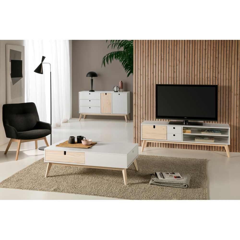 Bílá komoda Marckeric Kiara borovice MDF