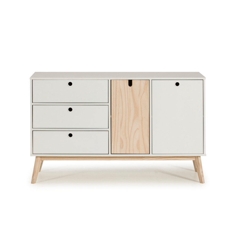 Bílá komoda Marckeric Kiara borovice MDF